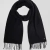Black fringed plain scarf
