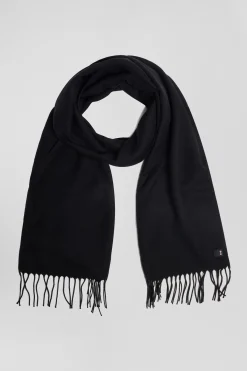 Black fringed plain scarf