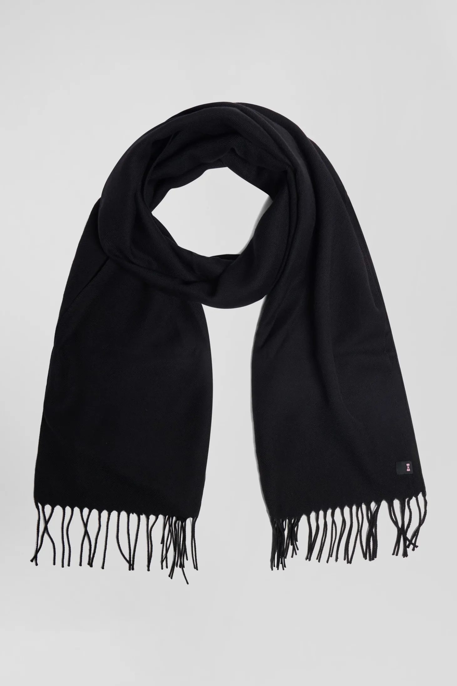 Black fringed plain scarf