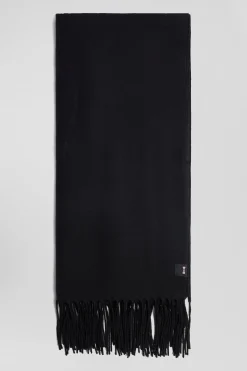 Black fringed plain scarf