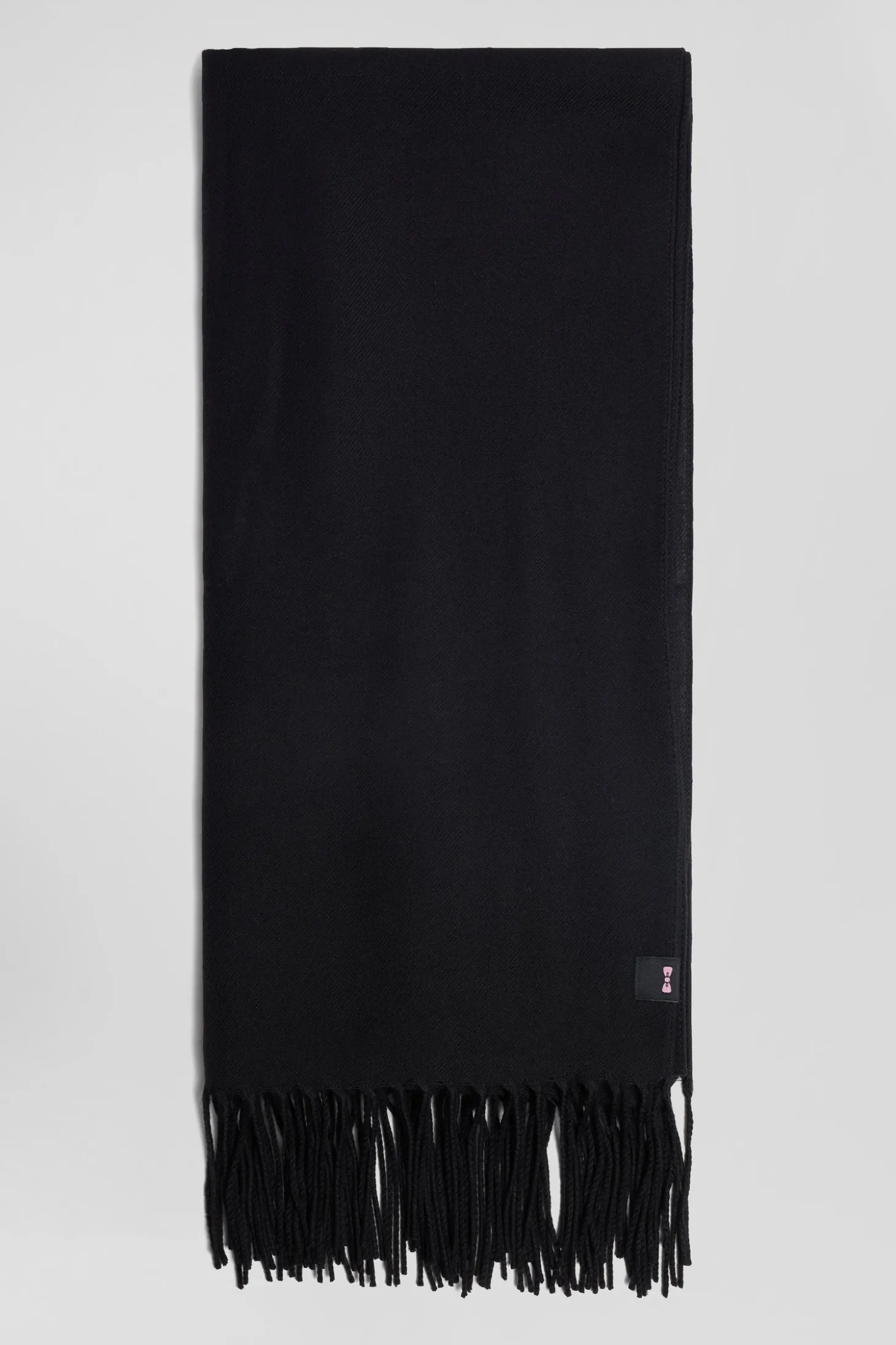 Black fringed plain scarf