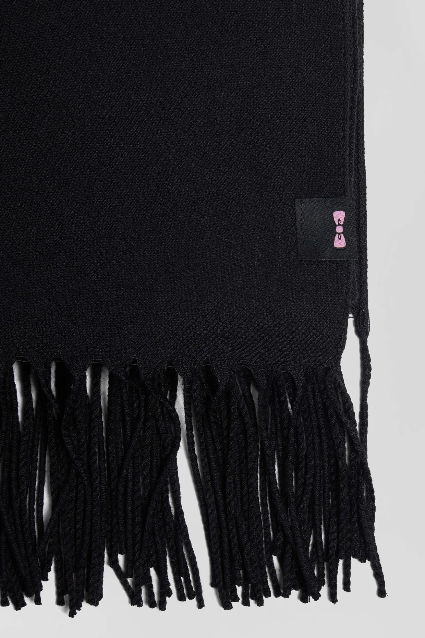 Black fringed plain scarf
