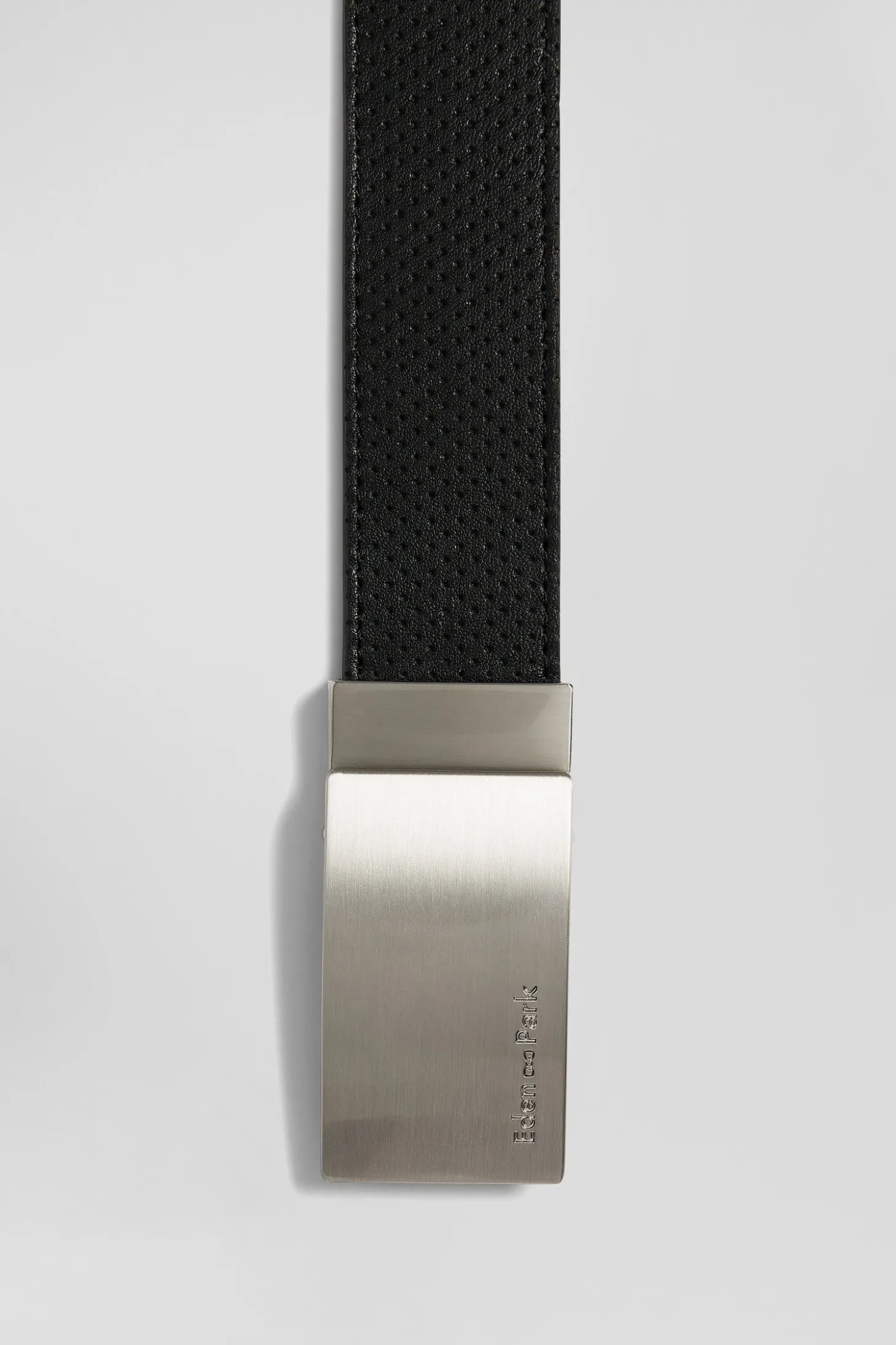 Black leather belt set with two metal buckles