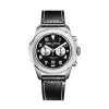 Black leather chronograph quartz watch