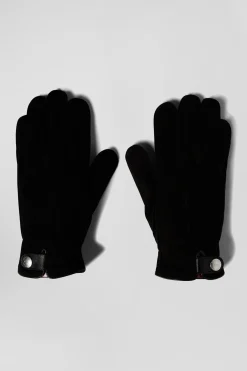 Black leather gloves