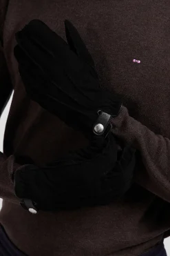 Black leather gloves