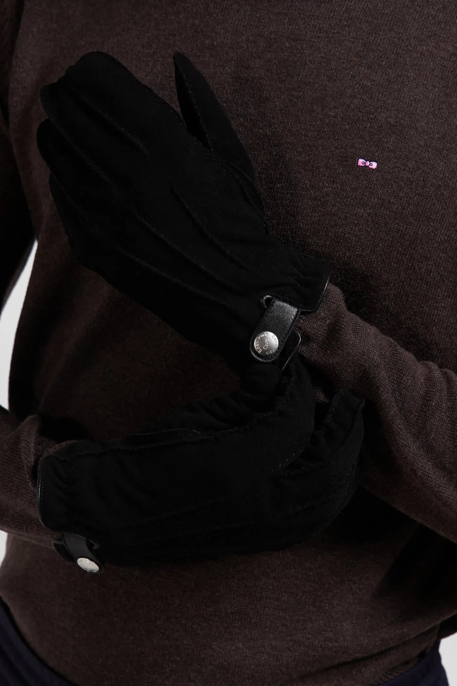 Black leather gloves