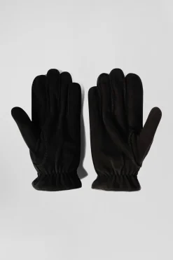 Black leather gloves