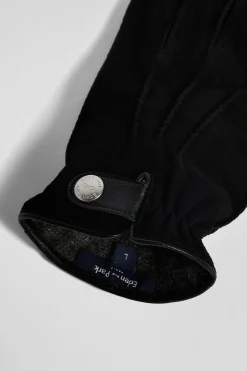 Black leather gloves