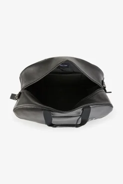 Black leather oval travel bag