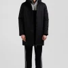 Black long hooded nylon parka