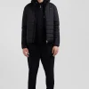 Black long-sleeved high collar down jacket