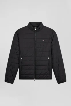 Black long-sleeved high collar down jacket