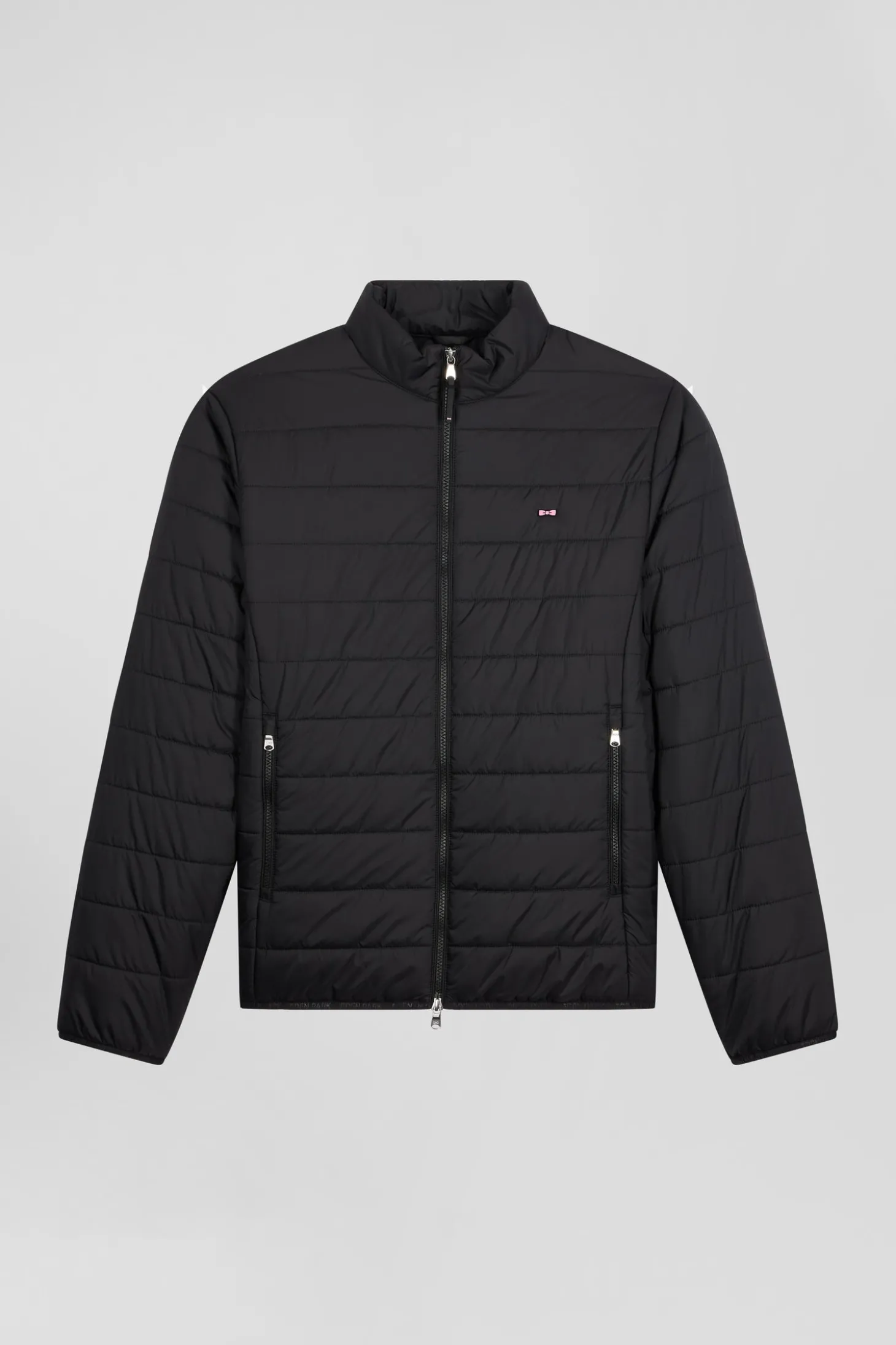 Black long-sleeved high collar down jacket