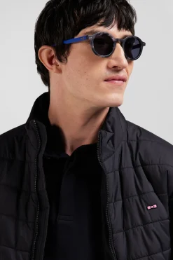 Black long-sleeved high collar down jacket