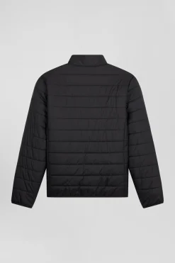 Black long-sleeved high collar down jacket