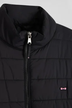 Black long-sleeved high collar down jacket