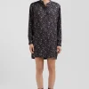Black lyocell floral shirt dress