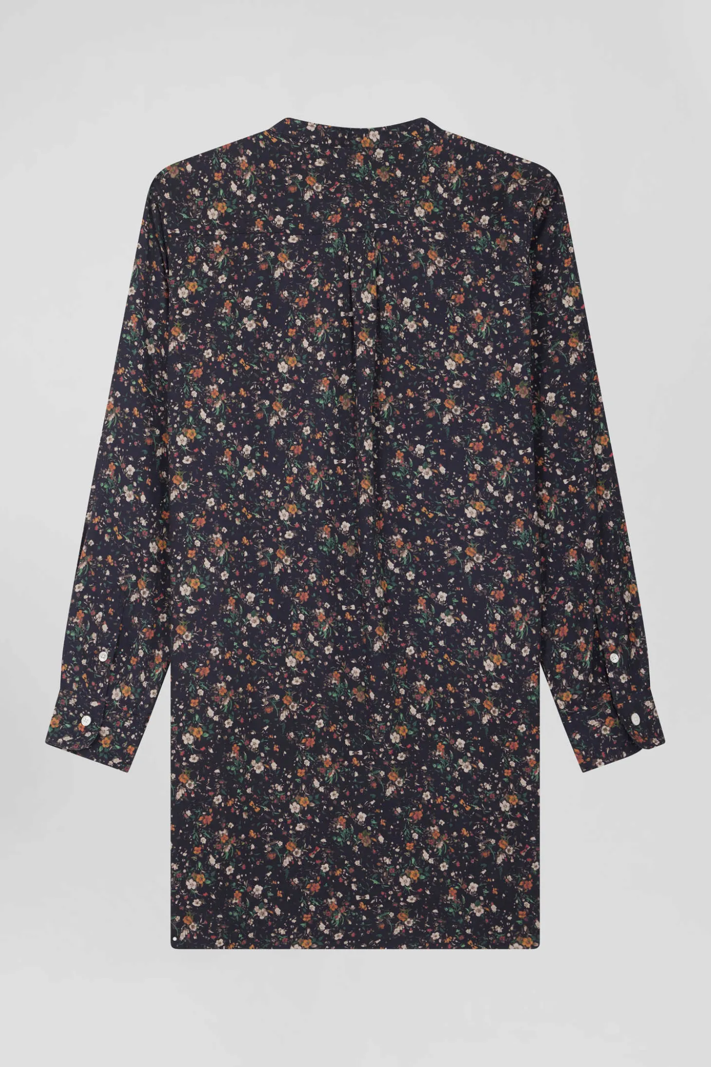 Black lyocell floral shirt dress