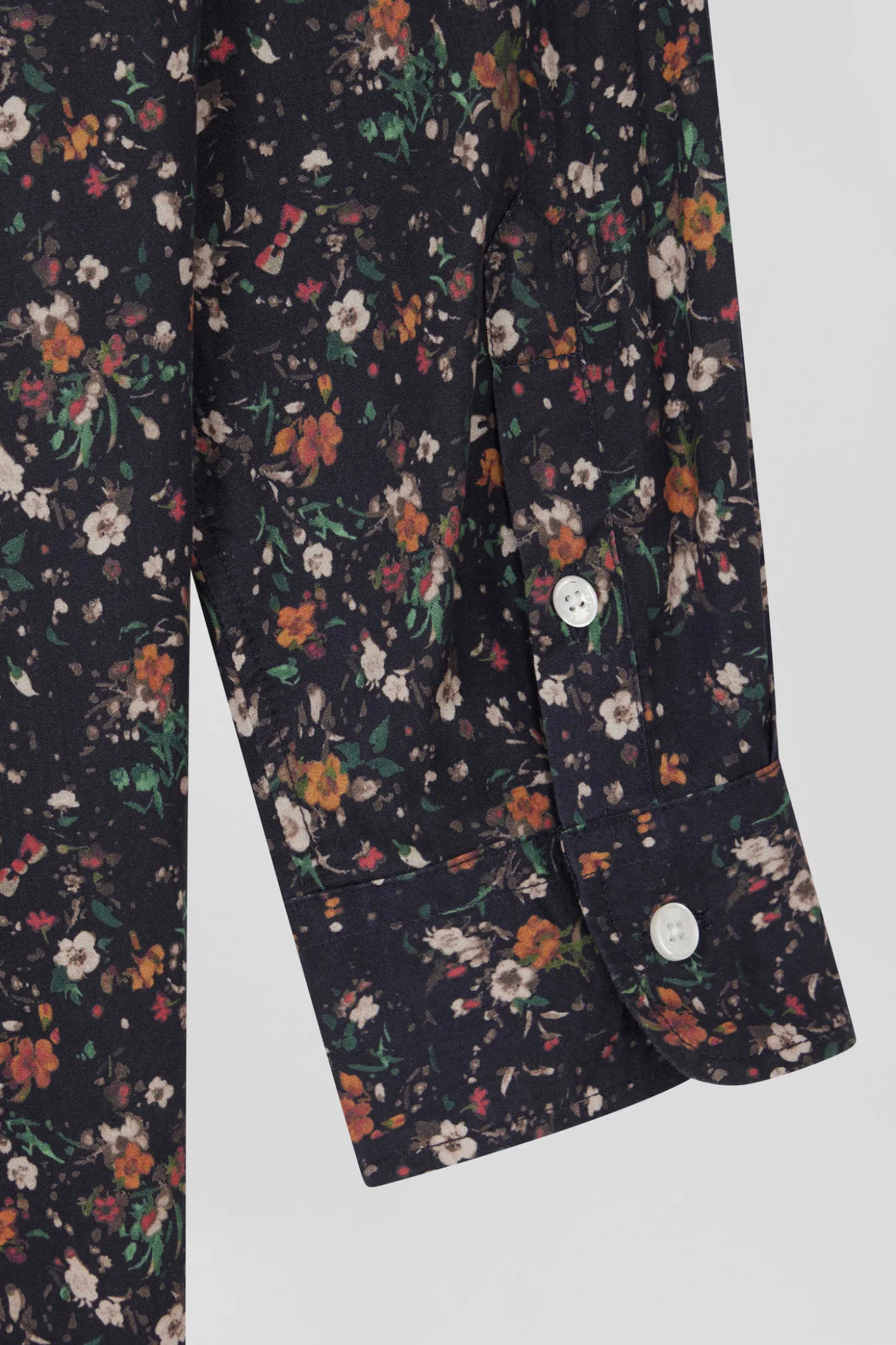 Black lyocell floral shirt dress