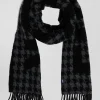 Black mixed wool scarf with Eden Park jacquard lettering