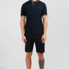 Black pima cotton polo with contrasting accents