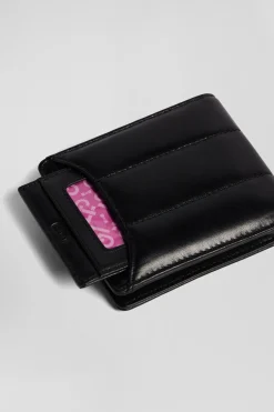 Black quilted leather card holder