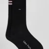 Black socks with striped details in stretch cotton