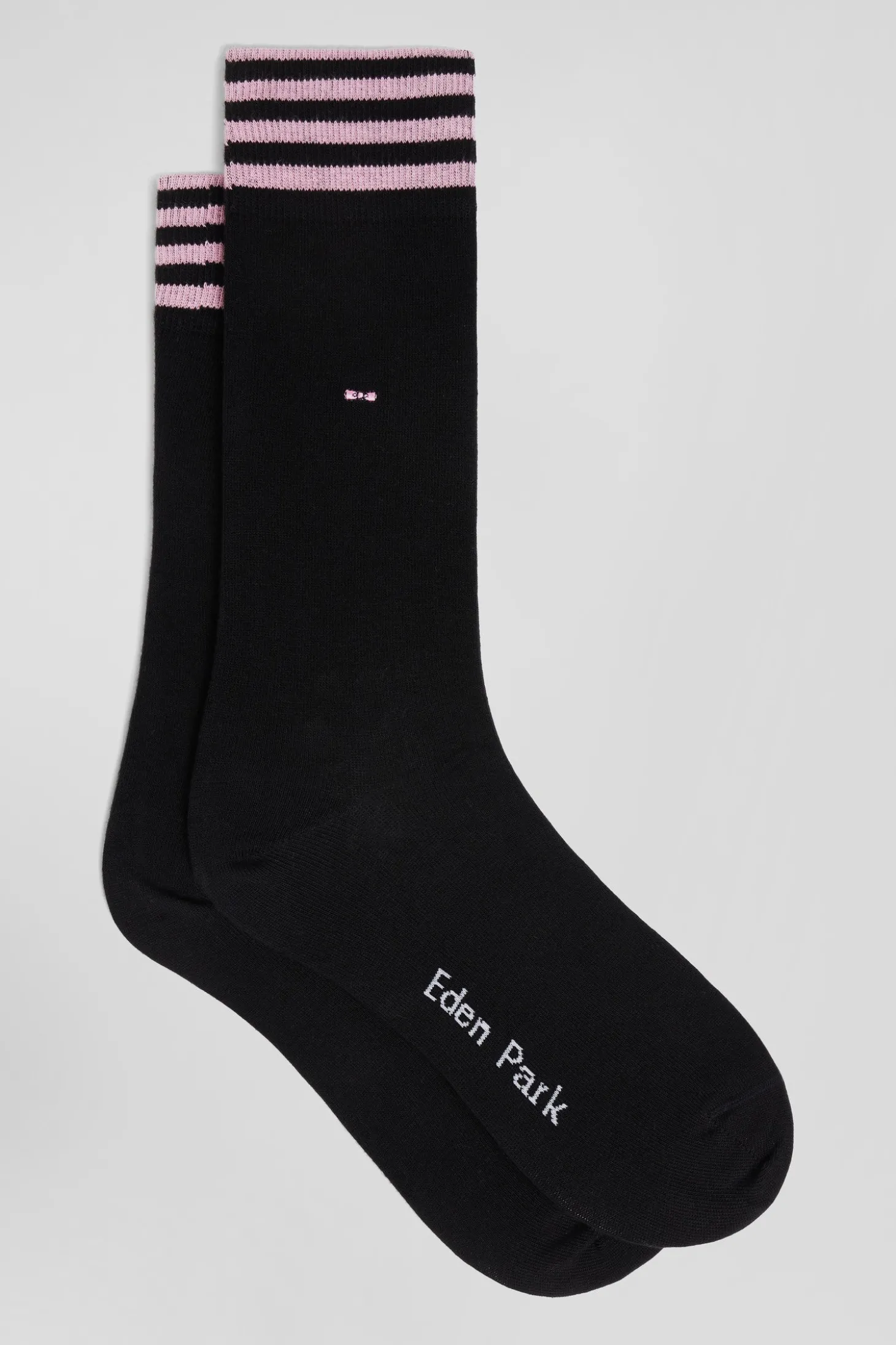 Black socks with striped details in stretch cotton