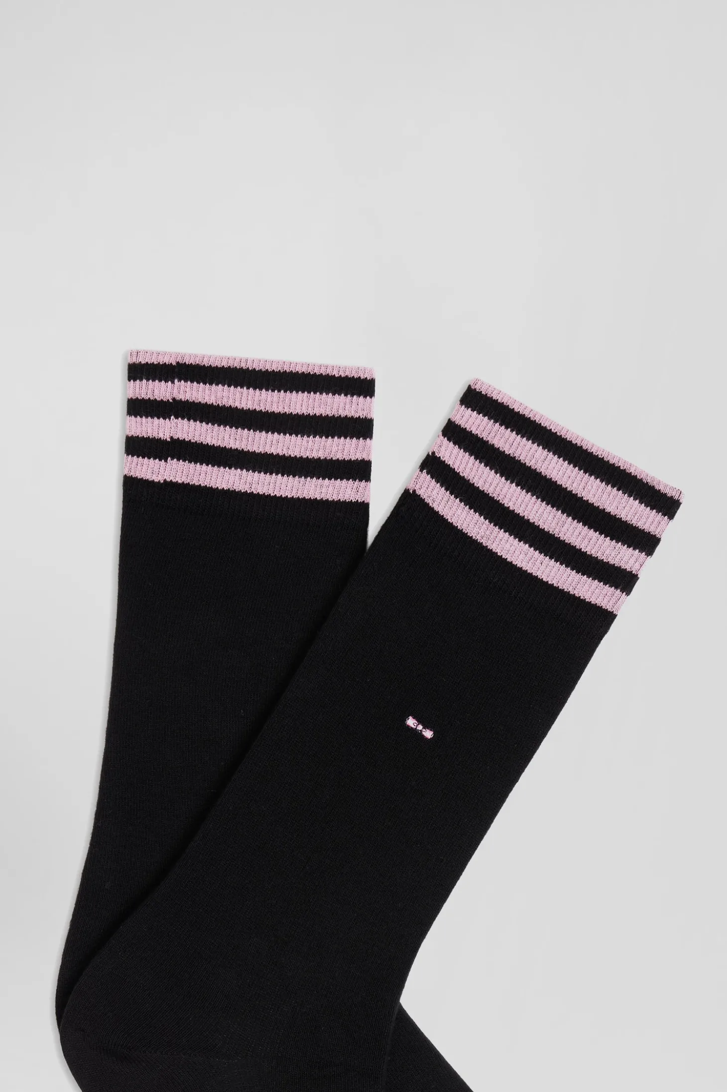 Black socks with striped details in stretch cotton