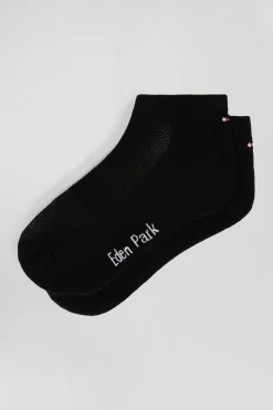 Black stretch cotton low-cut socks