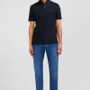 Black stretch pima cotton polo