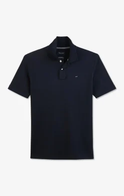 Black stretch pima cotton polo