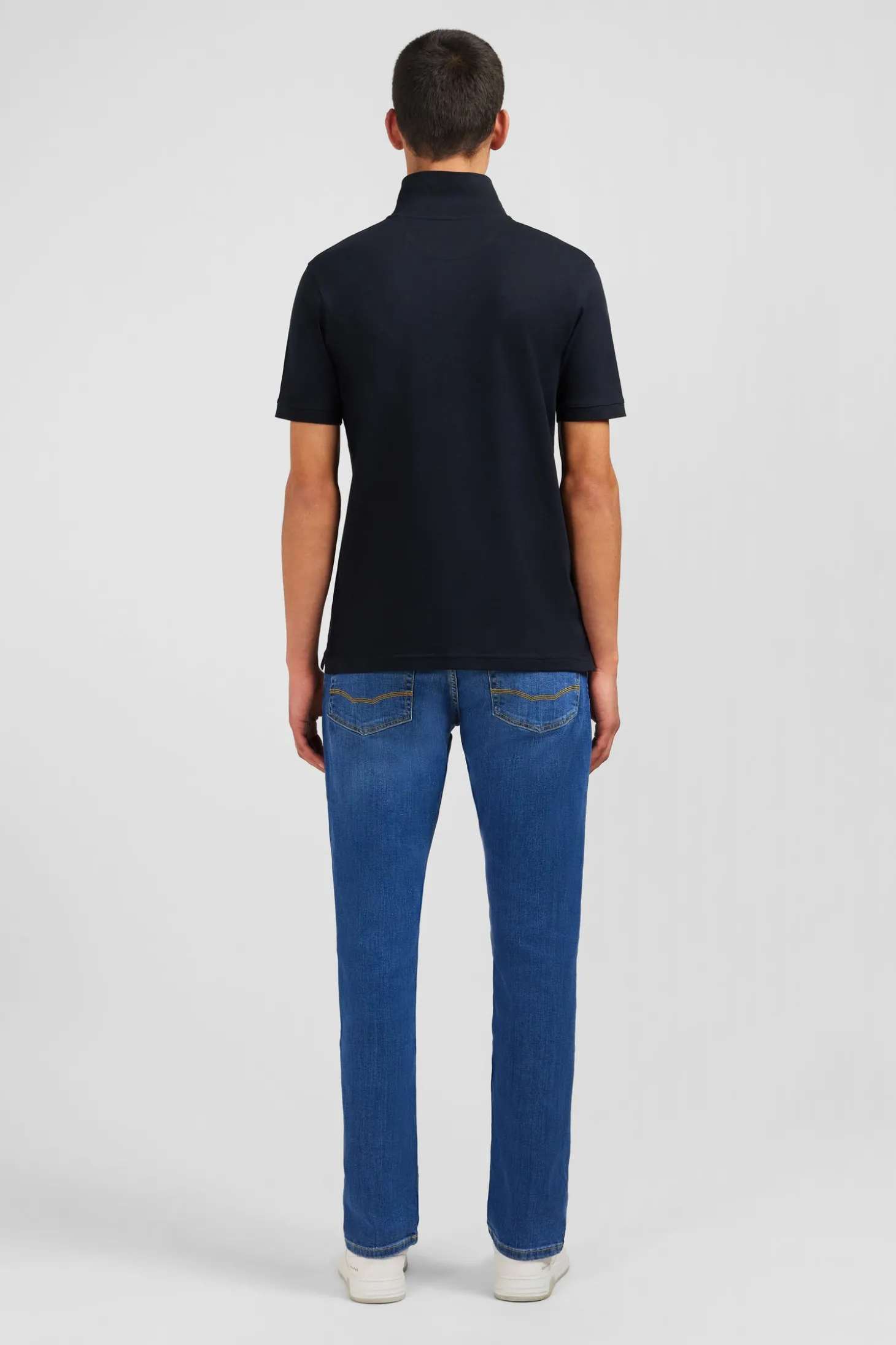 Black stretch pima cotton polo