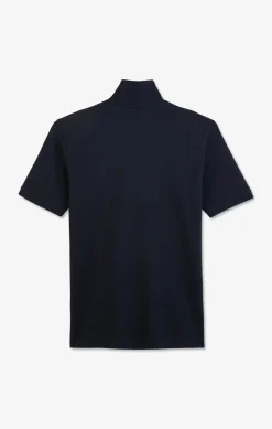 Black stretch pima cotton polo