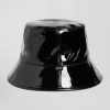 Black vinyl bucket hat