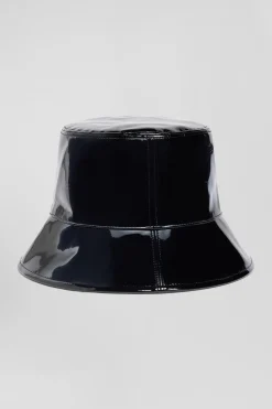Black vinyl bucket hat