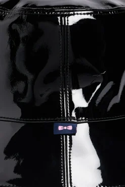 Black vinyl bucket hat