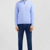 Blue cotton jersey jumper with trucker neck
