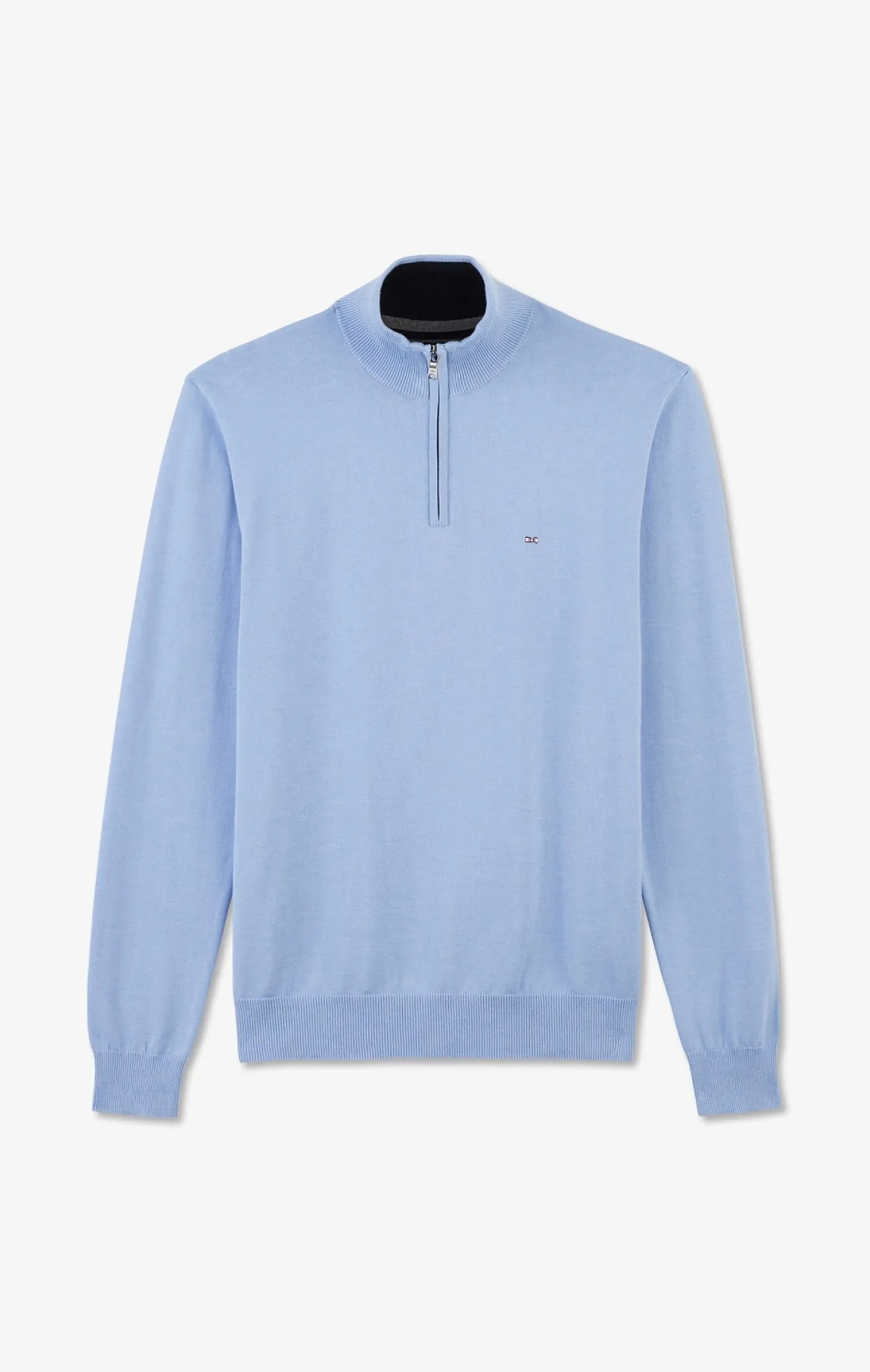 Blue cotton jersey jumper with trucker neck