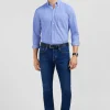 Blue cotton pinpoint shirt