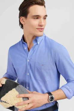 Blue cotton pinpoint shirt
