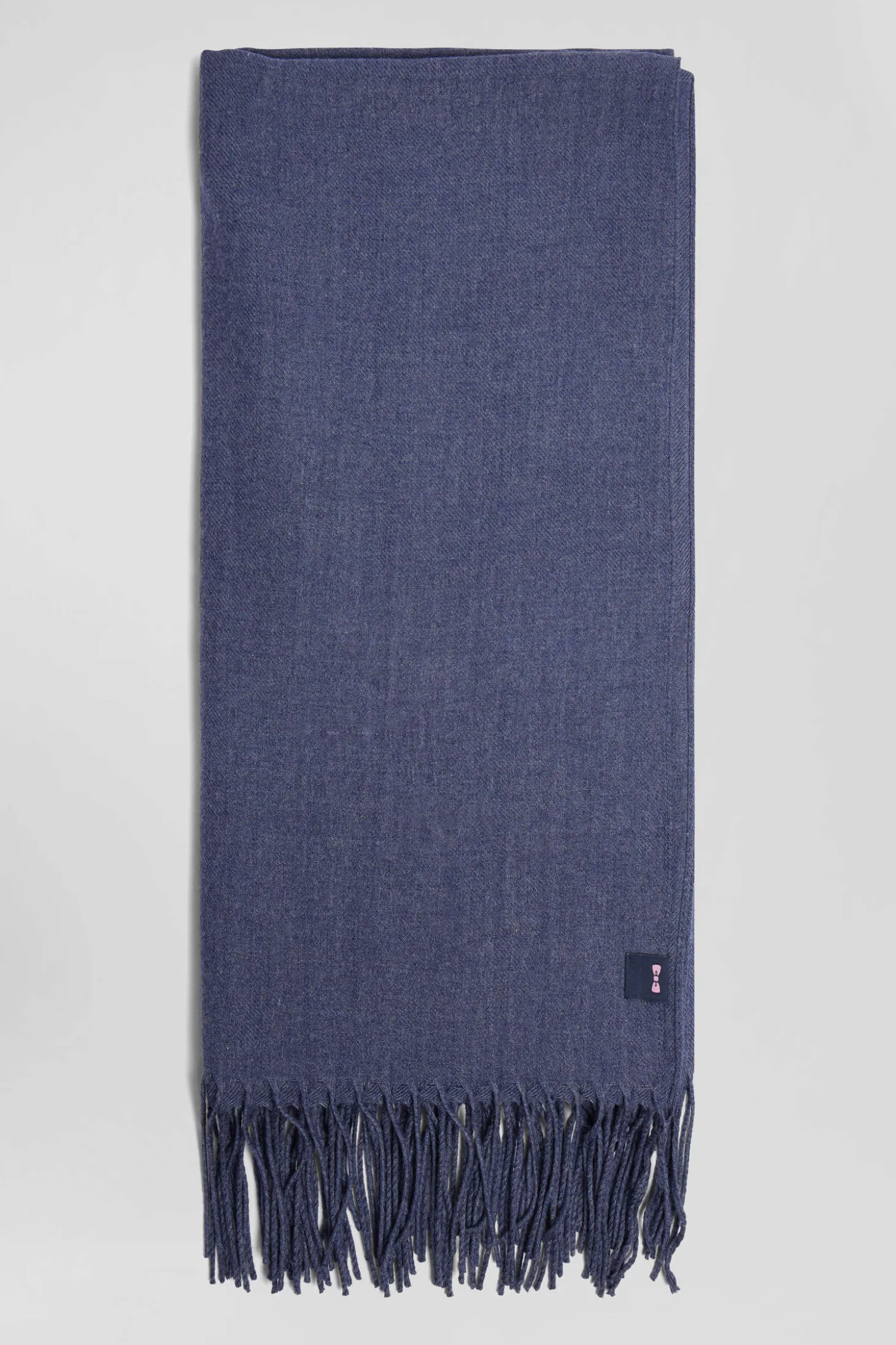 Blue fringed plain scarf