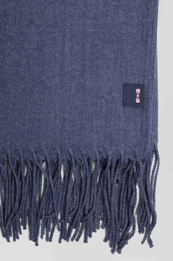 Blue fringed plain scarf