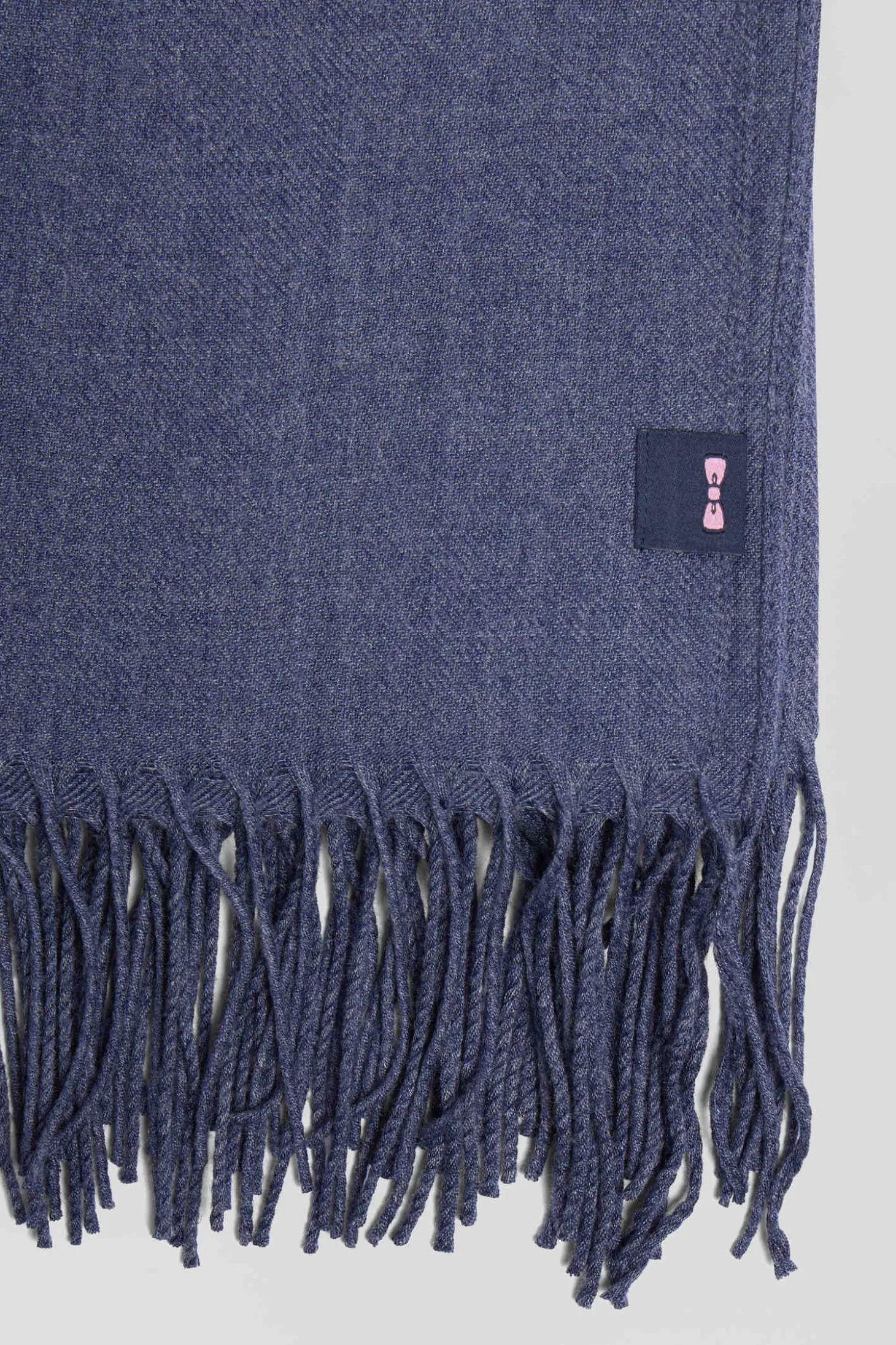 Blue fringed plain scarf