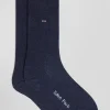 Blue socks with striped details in stretch cotton