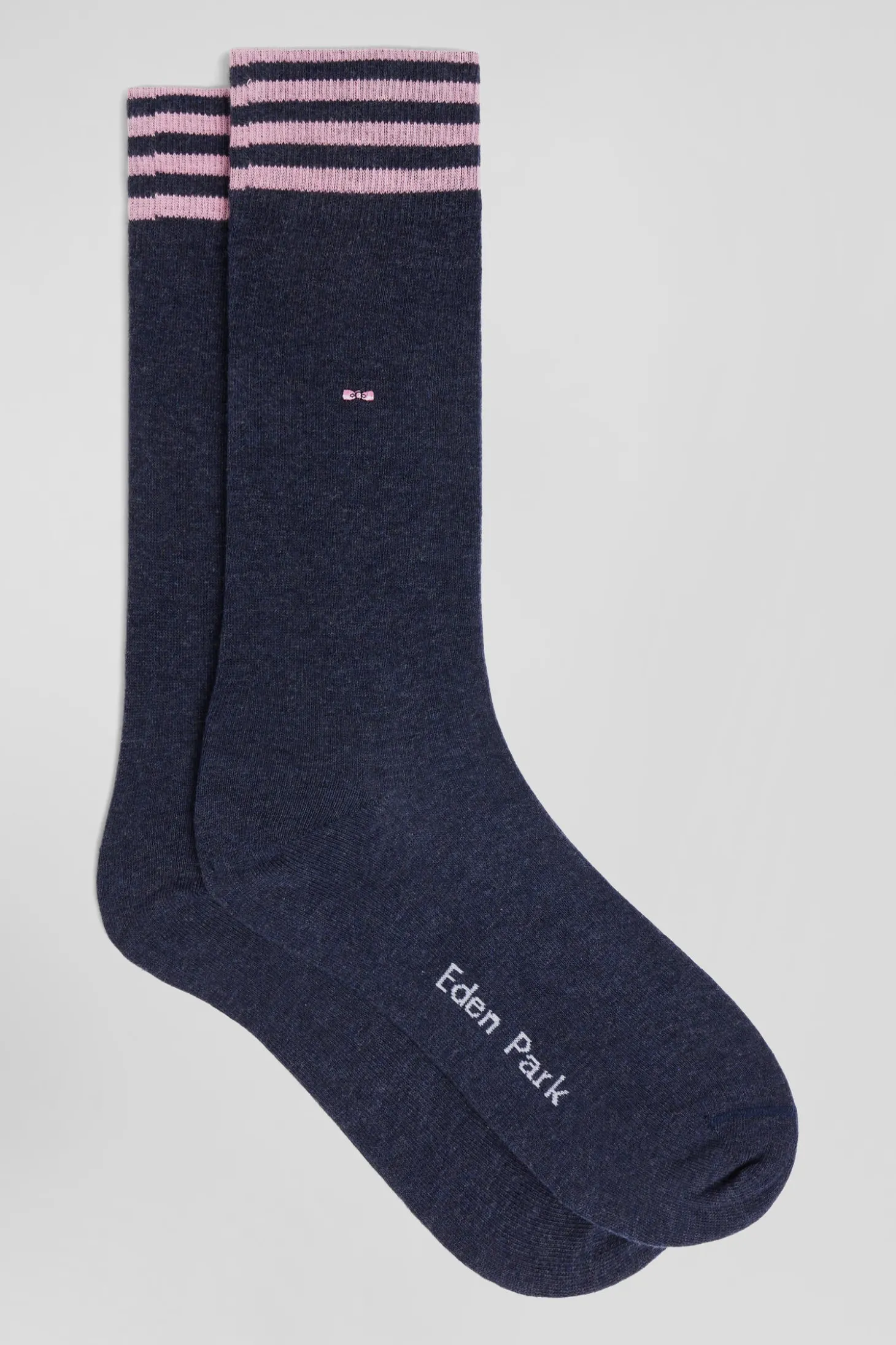 Blue socks with striped details in stretch cotton