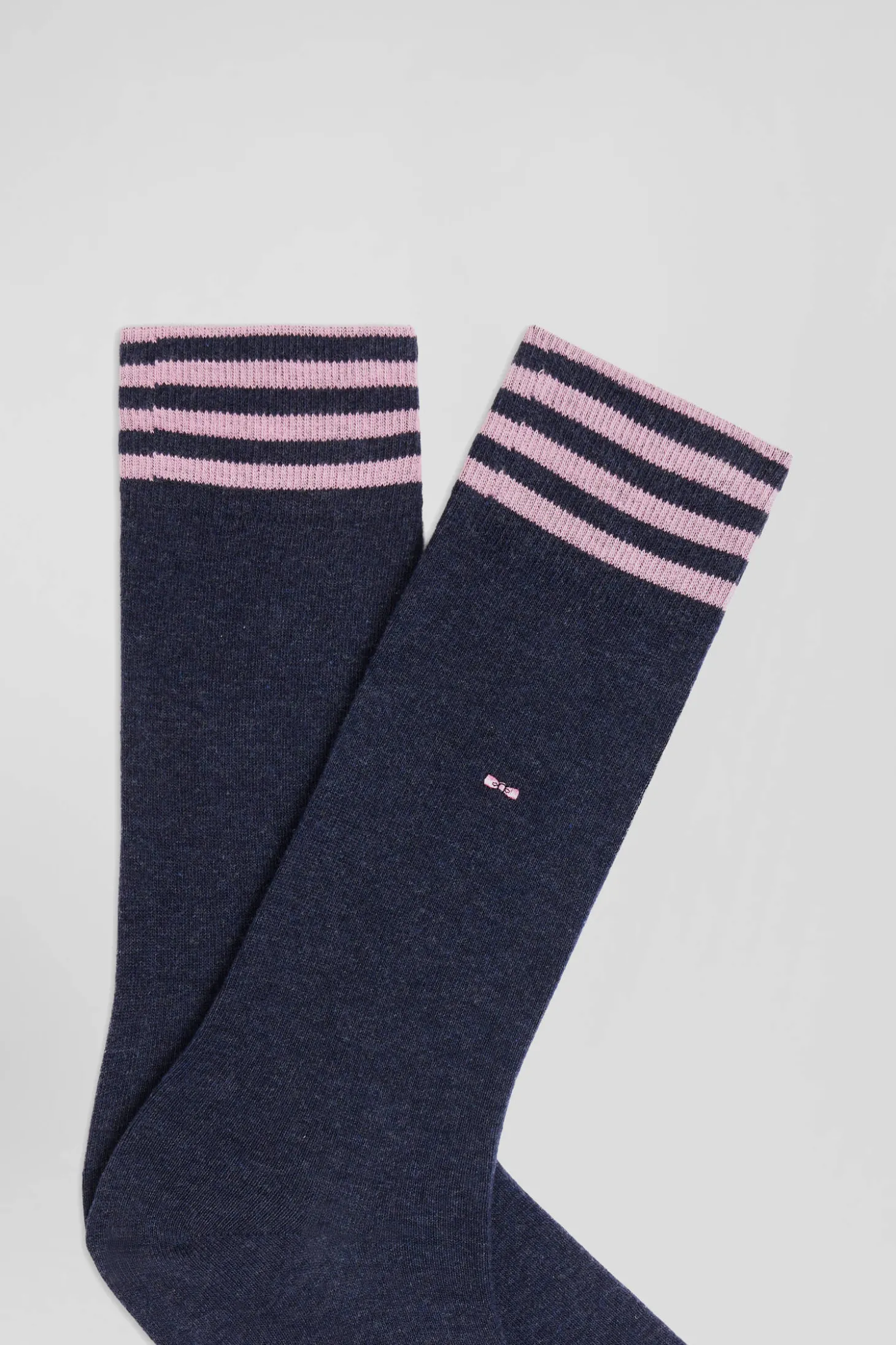 Blue socks with striped details in stretch cotton