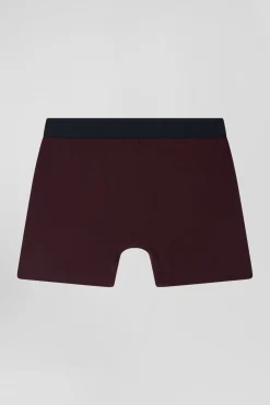Bordeaux stretch cotton boxers with pink piping