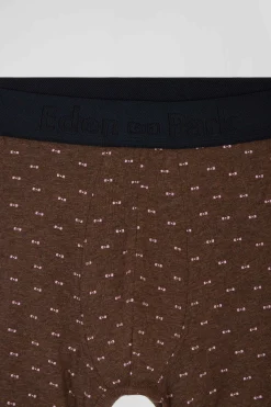 Brown and pink stretch cotton boxers with micro bow tie pattern